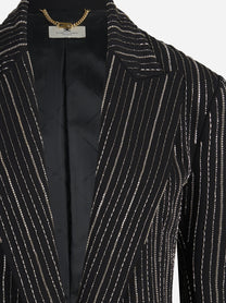 Blazer gessato con strass nero - vista posteriore