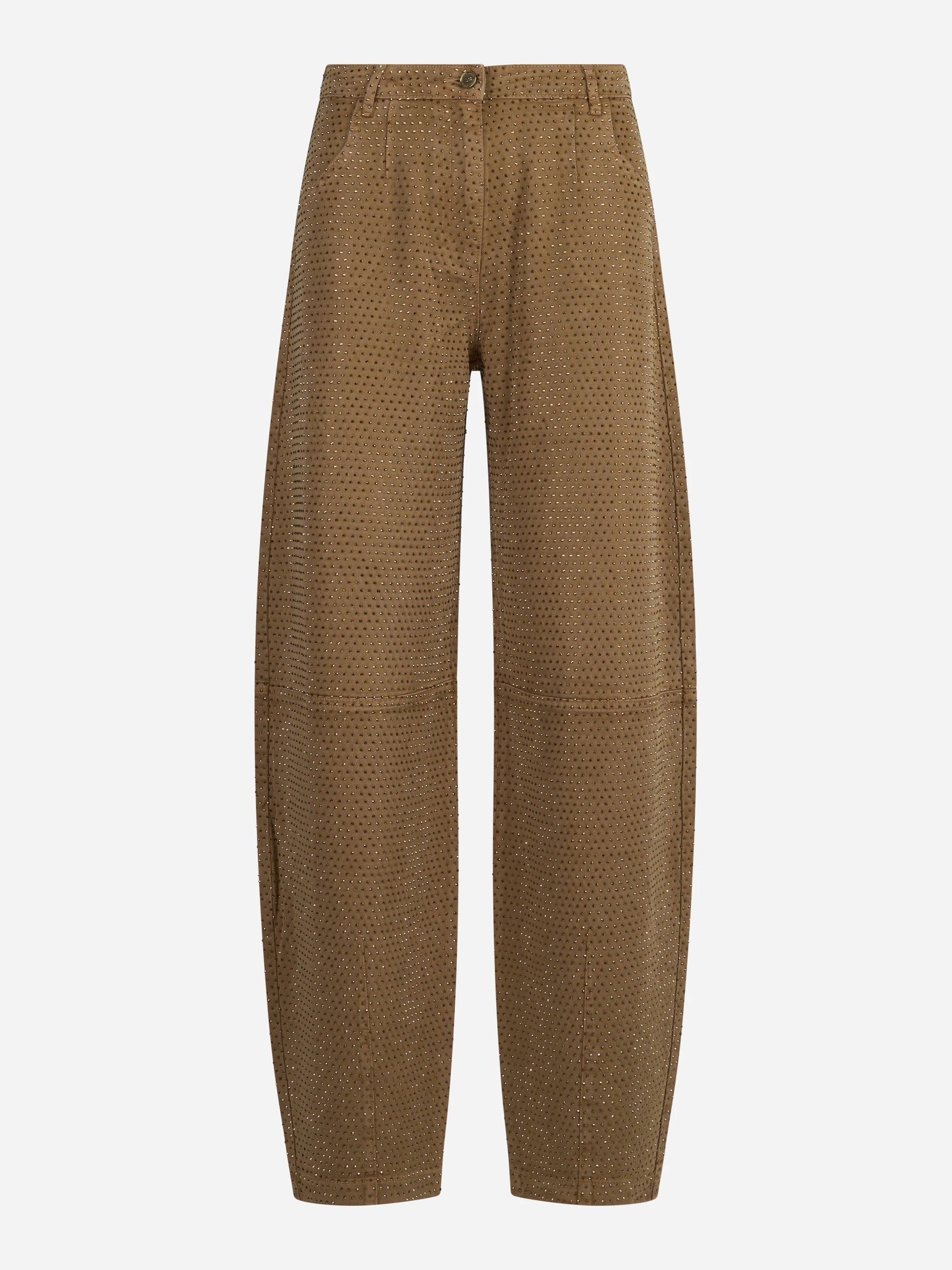 Jeans balloon con strass color daino - vista frontale