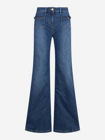 Jeans a zampa con taschini blu vintage - vista frontale