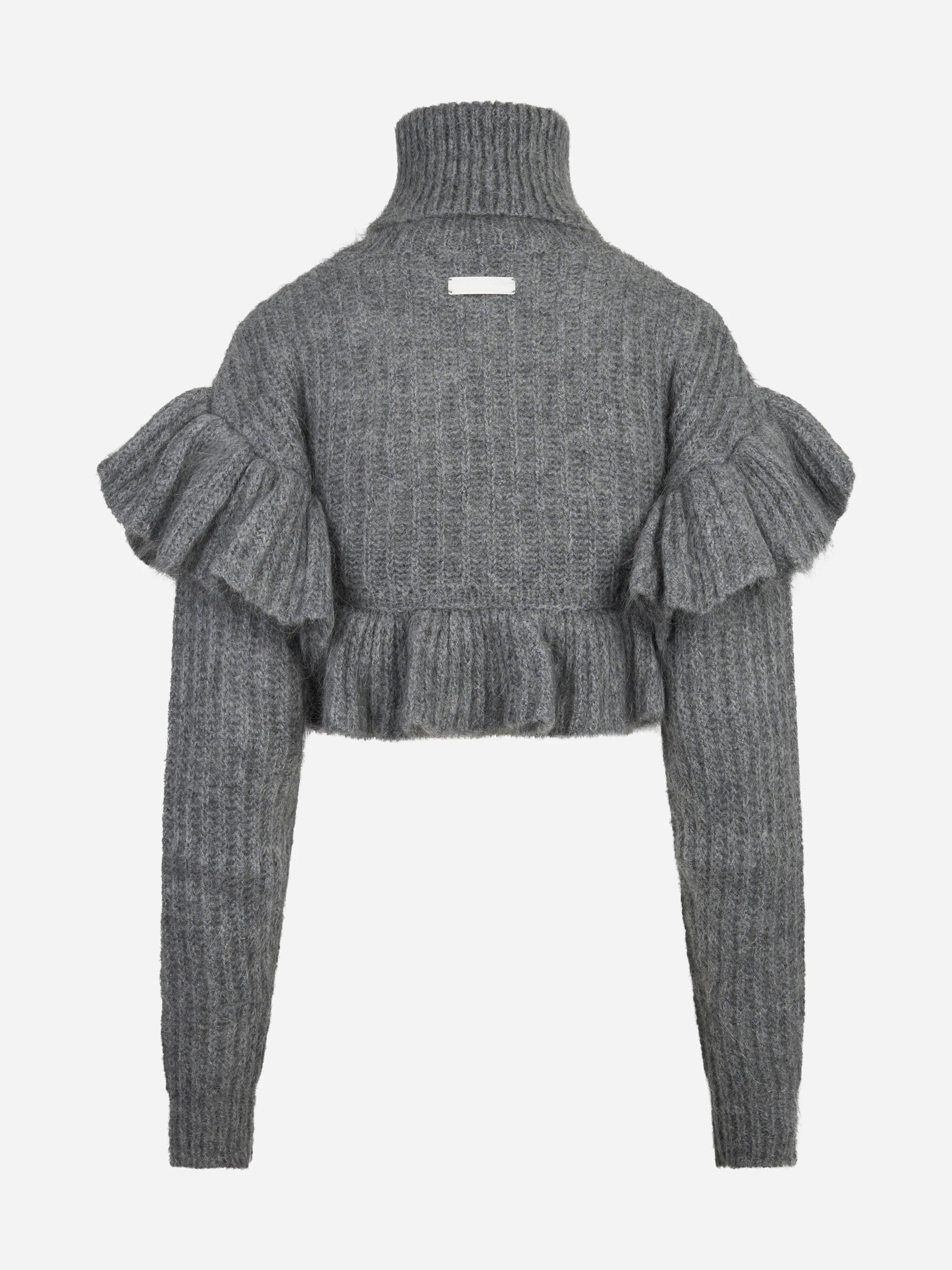 Pullover in mohair con volant - vista posteriore