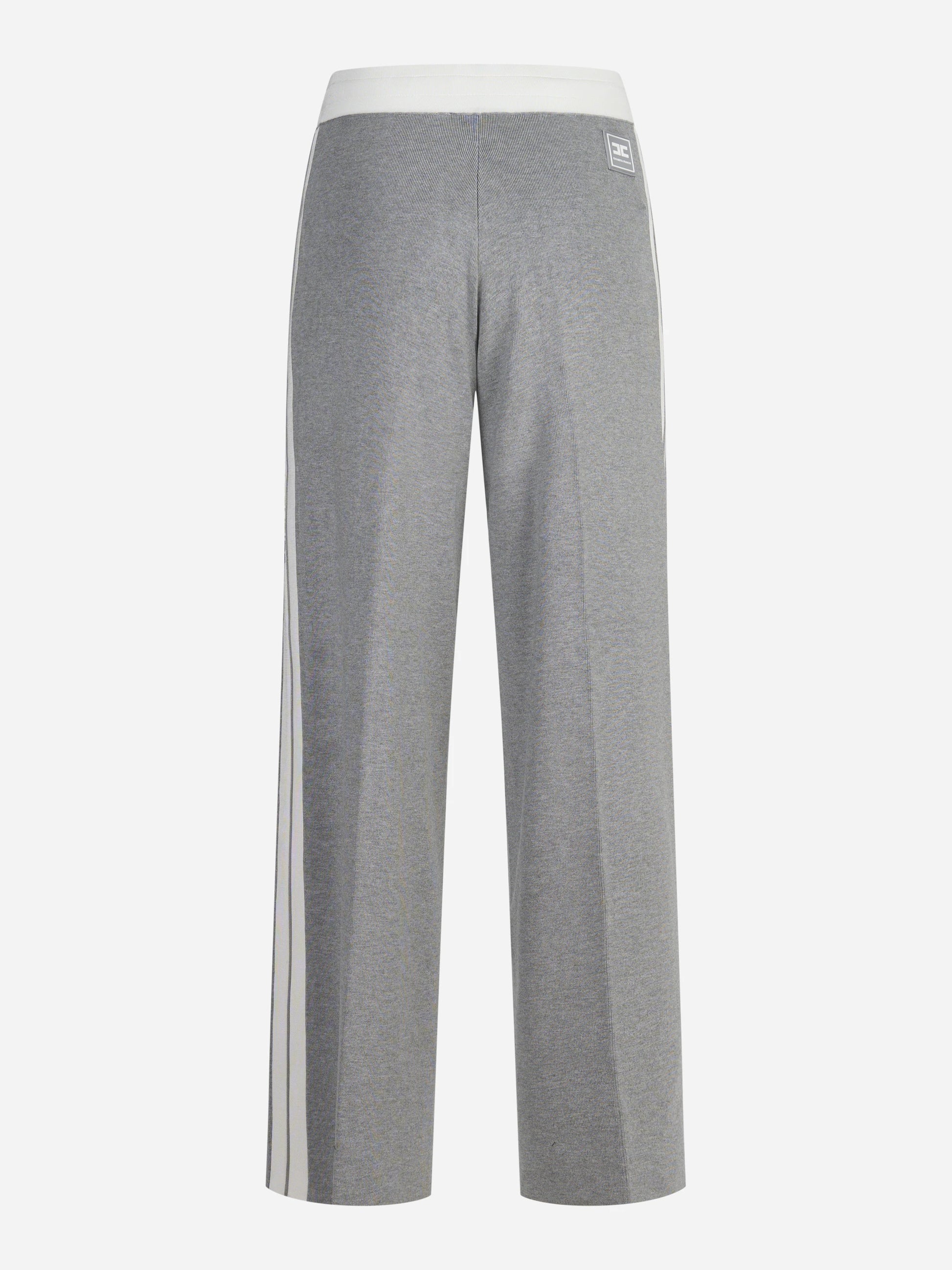 Pantaloni in maglia con logo grigi e burro - vista posteriore