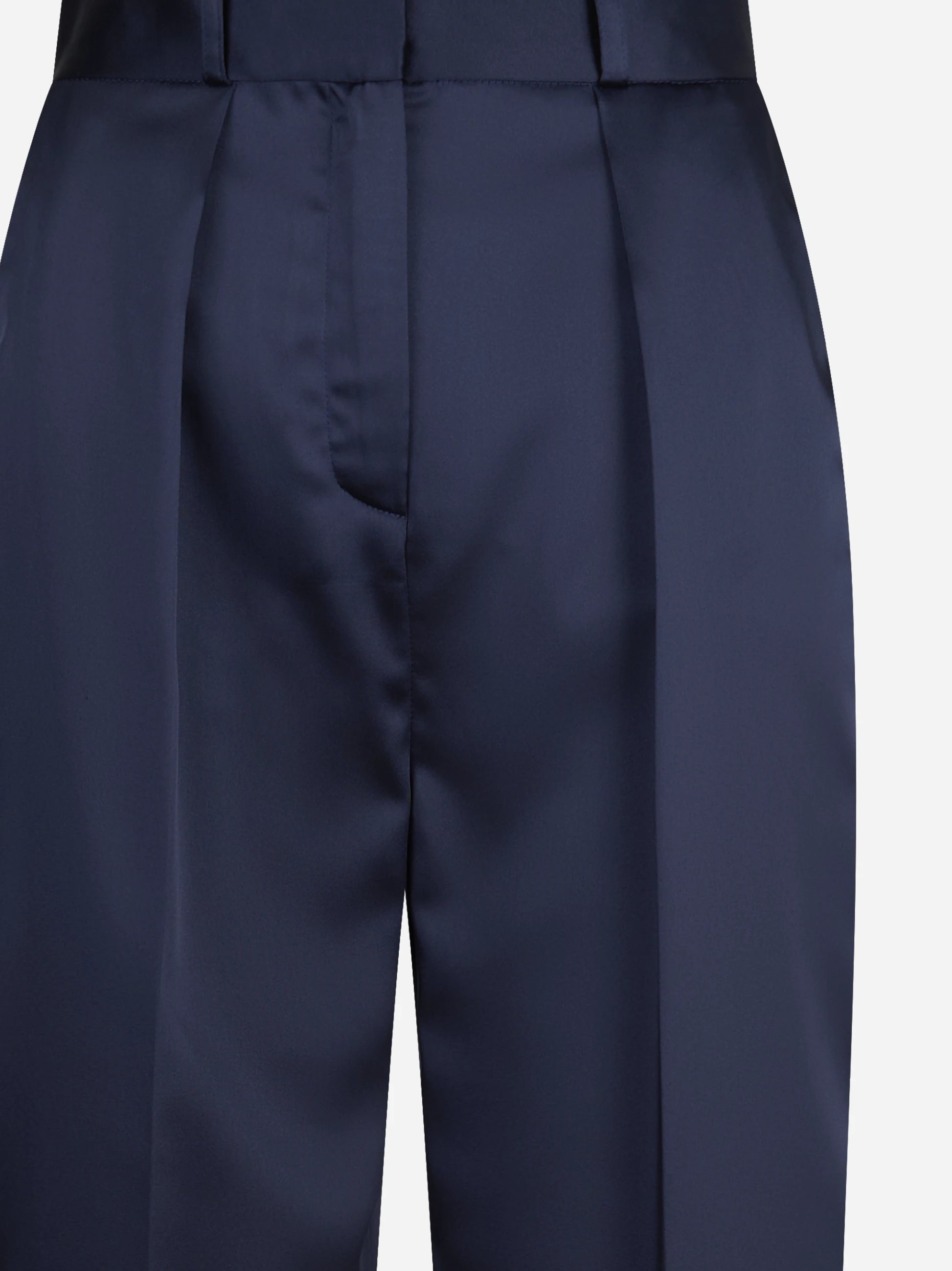 Pantaloni in raso stretch blu notte - dettaglio prodotto