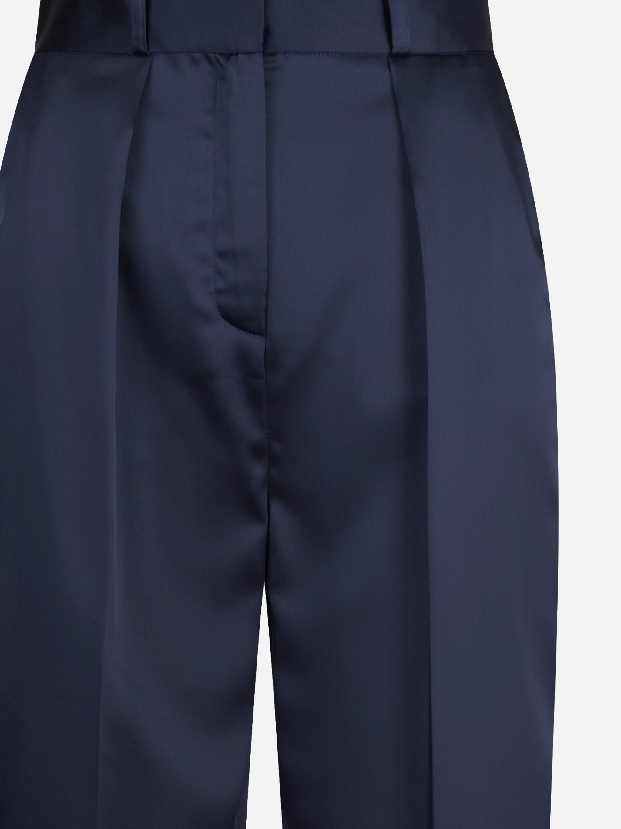 Pantaloni in raso stretch blu notte - dettaglio prodotto