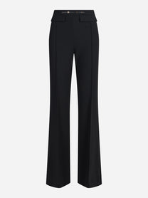 Pantaloni palazzo in doppio crêpe neri - vista frontale