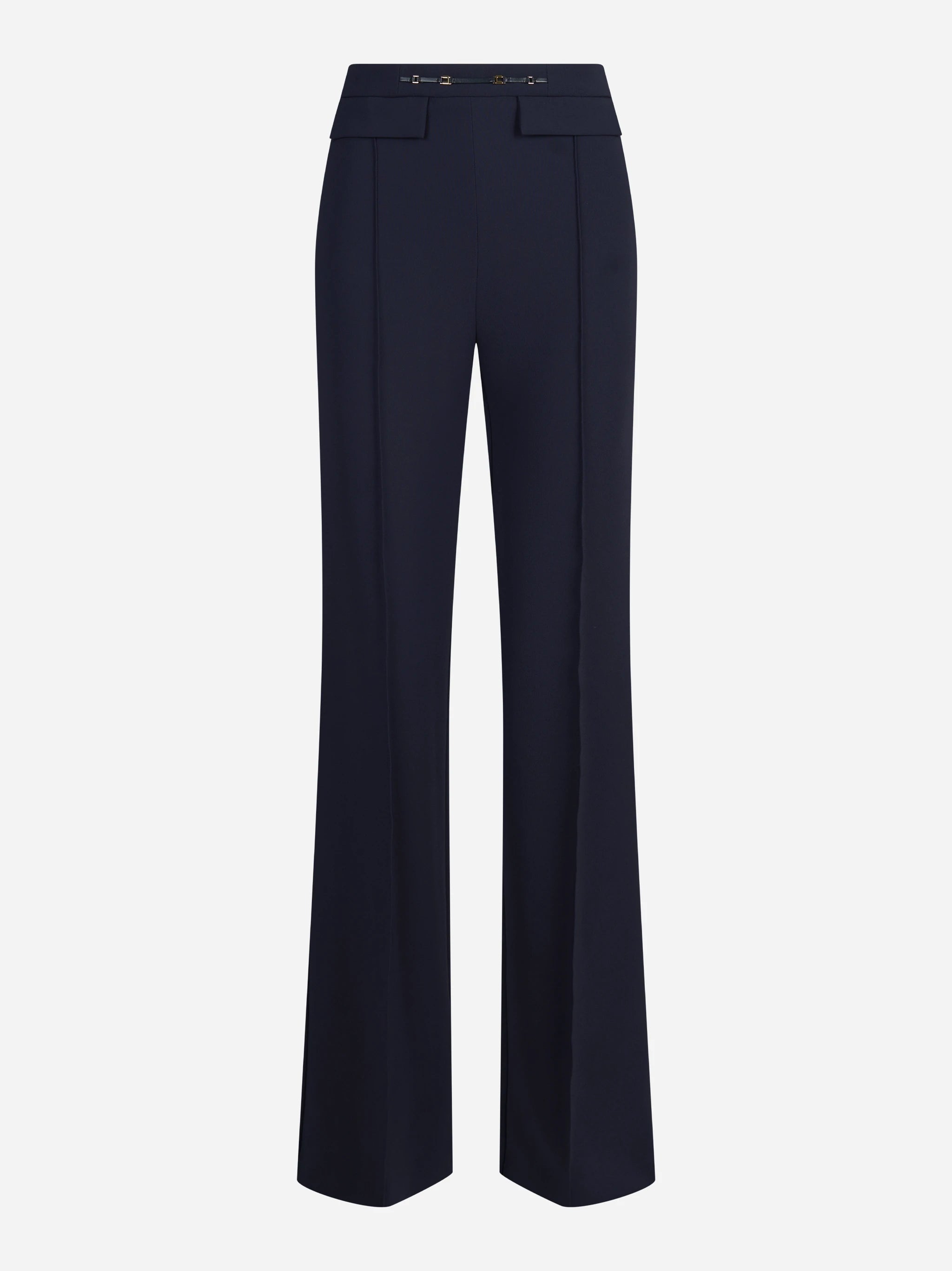 Pantaloni palazzo in doppio crêpe blu notte - vista frontale
