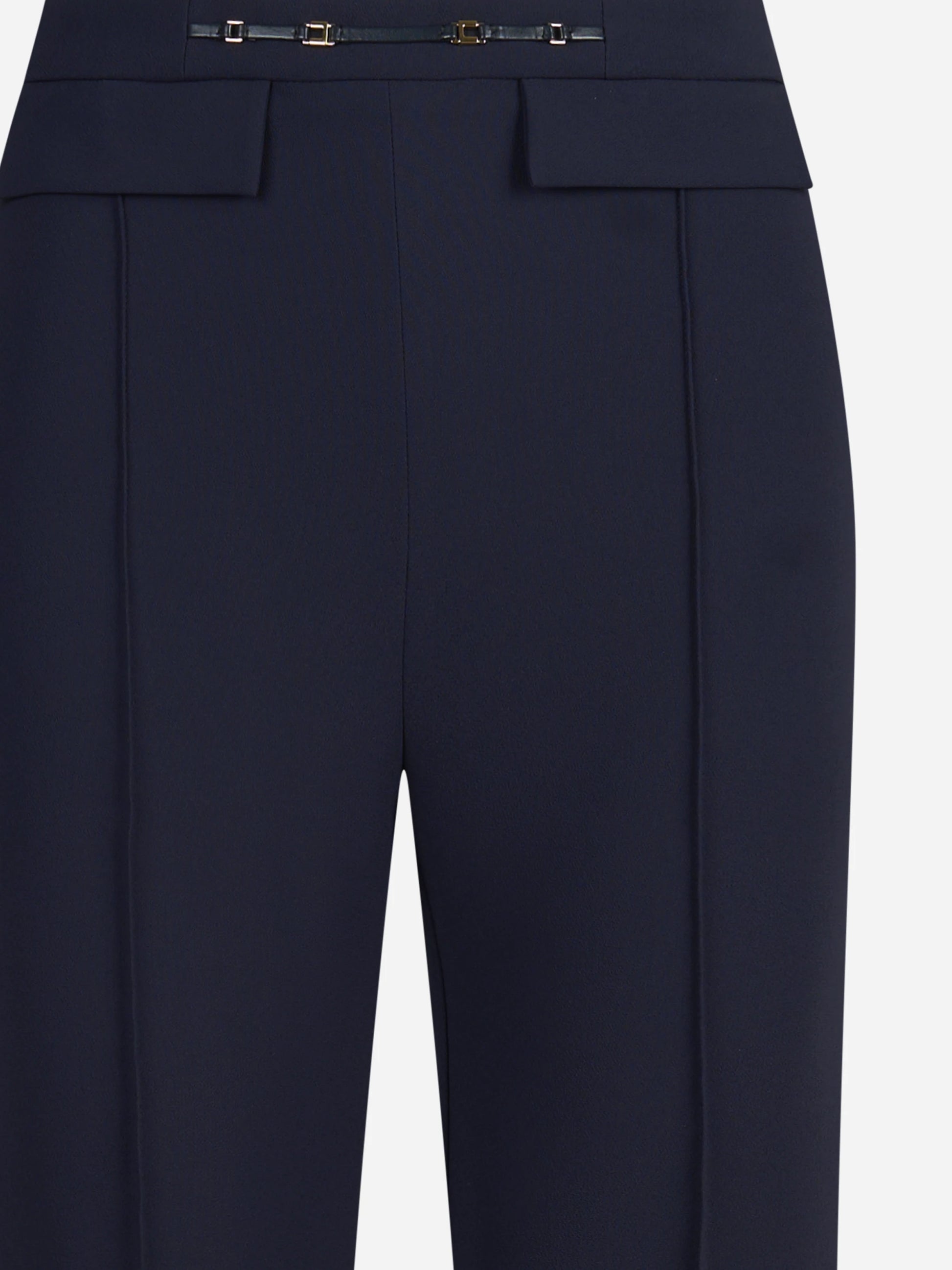 Pantaloni palazzo in doppio crêpe blu notte - dettaglio prodotto