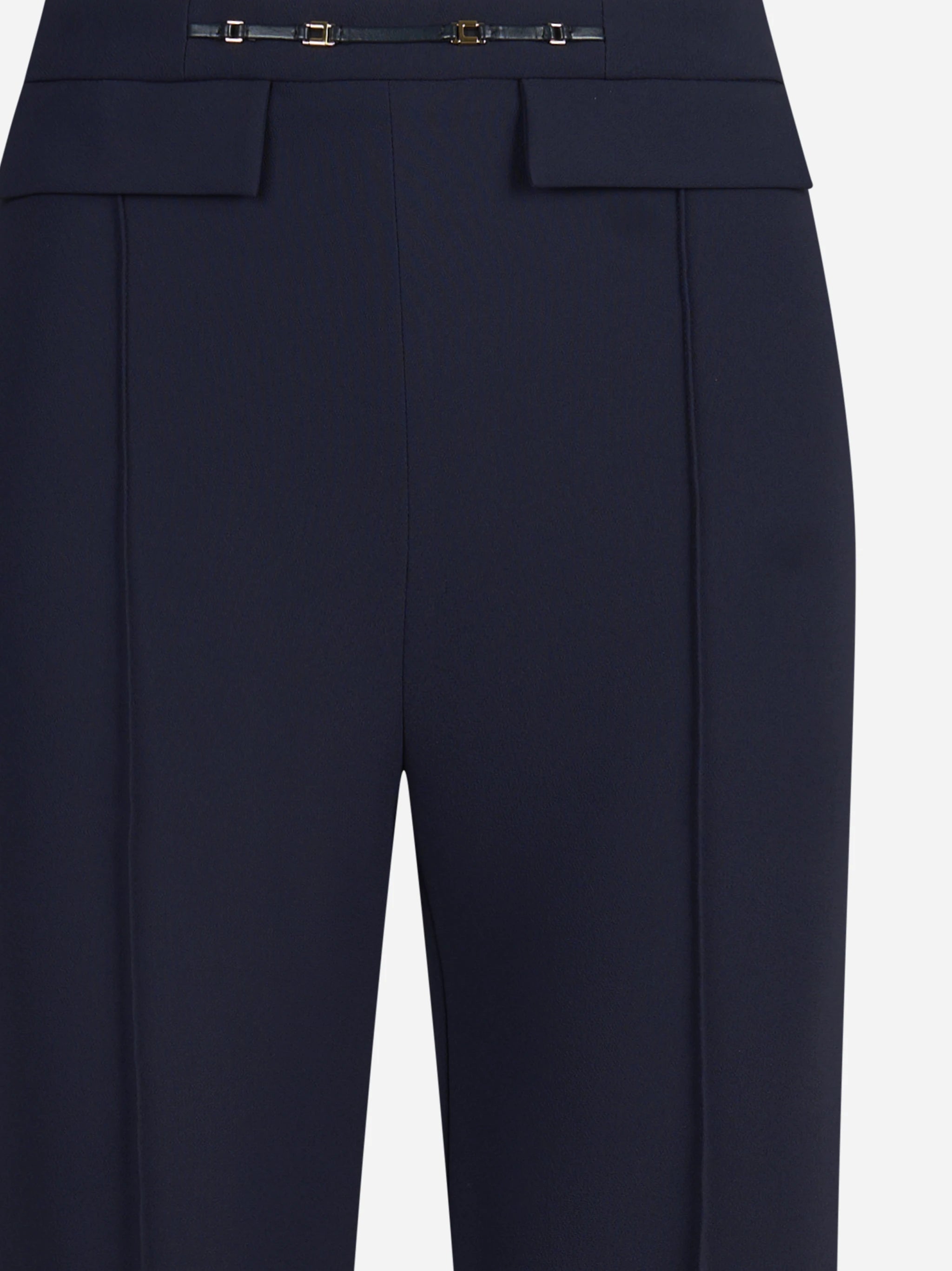 Pantaloni palazzo in doppio crêpe blu notte - dettaglio prodotto