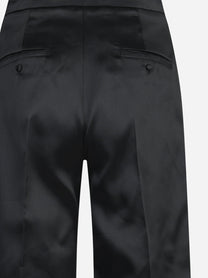 Pantaloni ampi in gazar e raso neri - dettaglio del prodotto