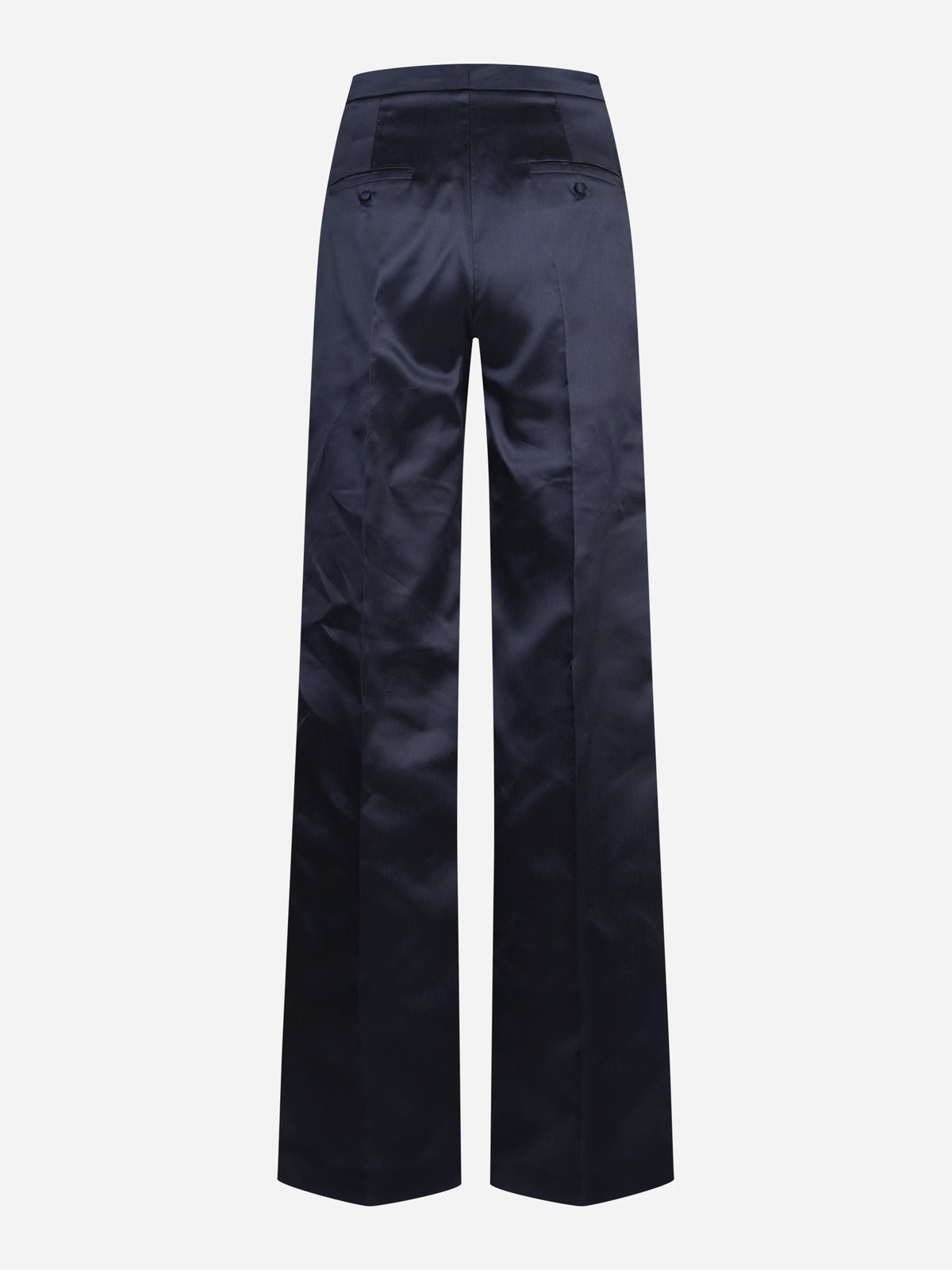 Pantaloni ampi in gazar e raso blu - vista posteriore
