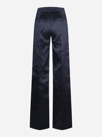 Pantaloni ampi in gazar e raso blu - vista posteriore