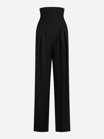 Pantalone bustier in gabardina fluida nero - vista frontale