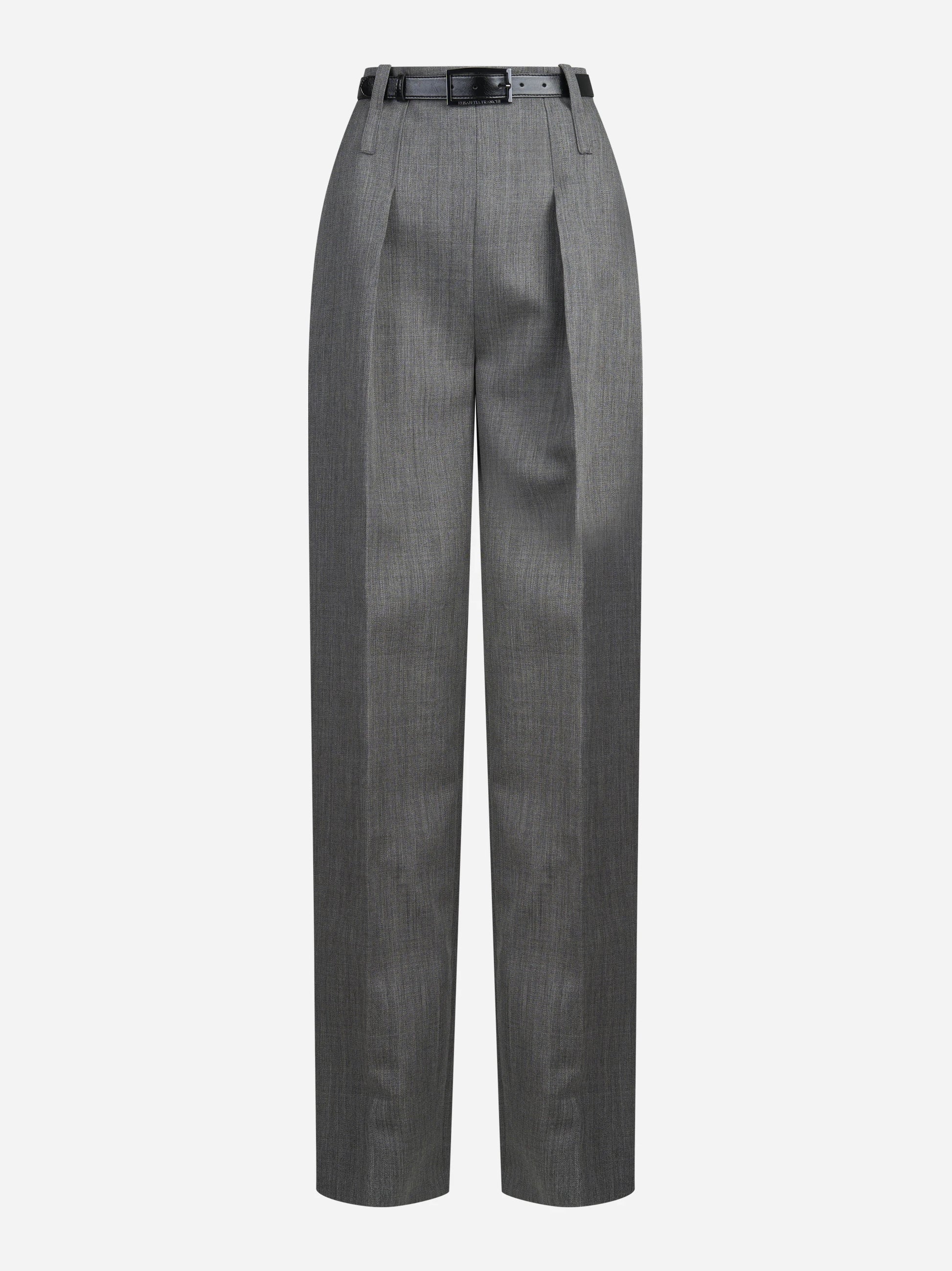 Pantaloni in lana vergine con cintura - vista frontale