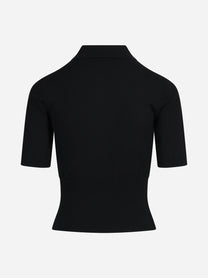 Polo aderente in maglia nera - vista posteriore