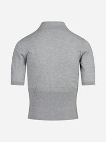 Polo in maglia di viscosa grigia - vista posteriore