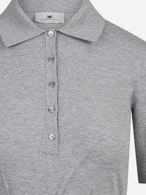 Polo in maglia di viscosa grigia - dettaglio del prodotto
