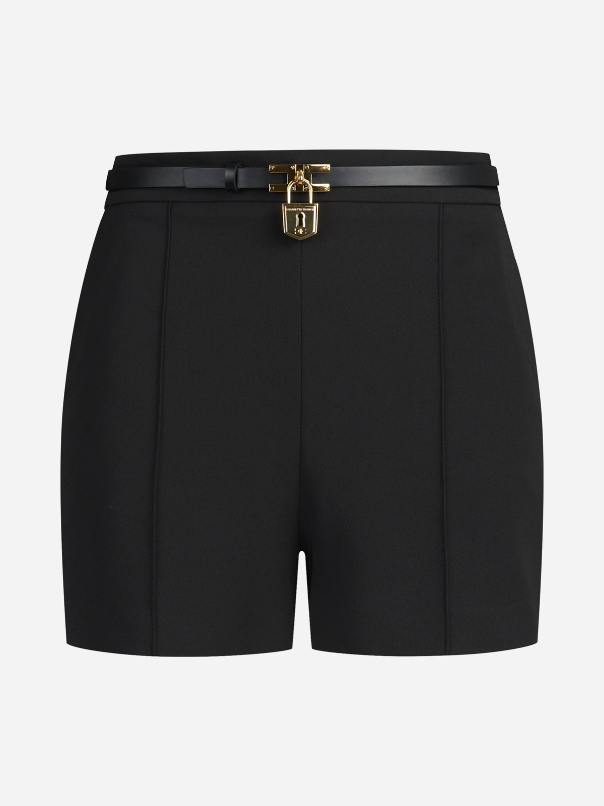 Shorts in crêpe leggero con cintura neri - vista frontale