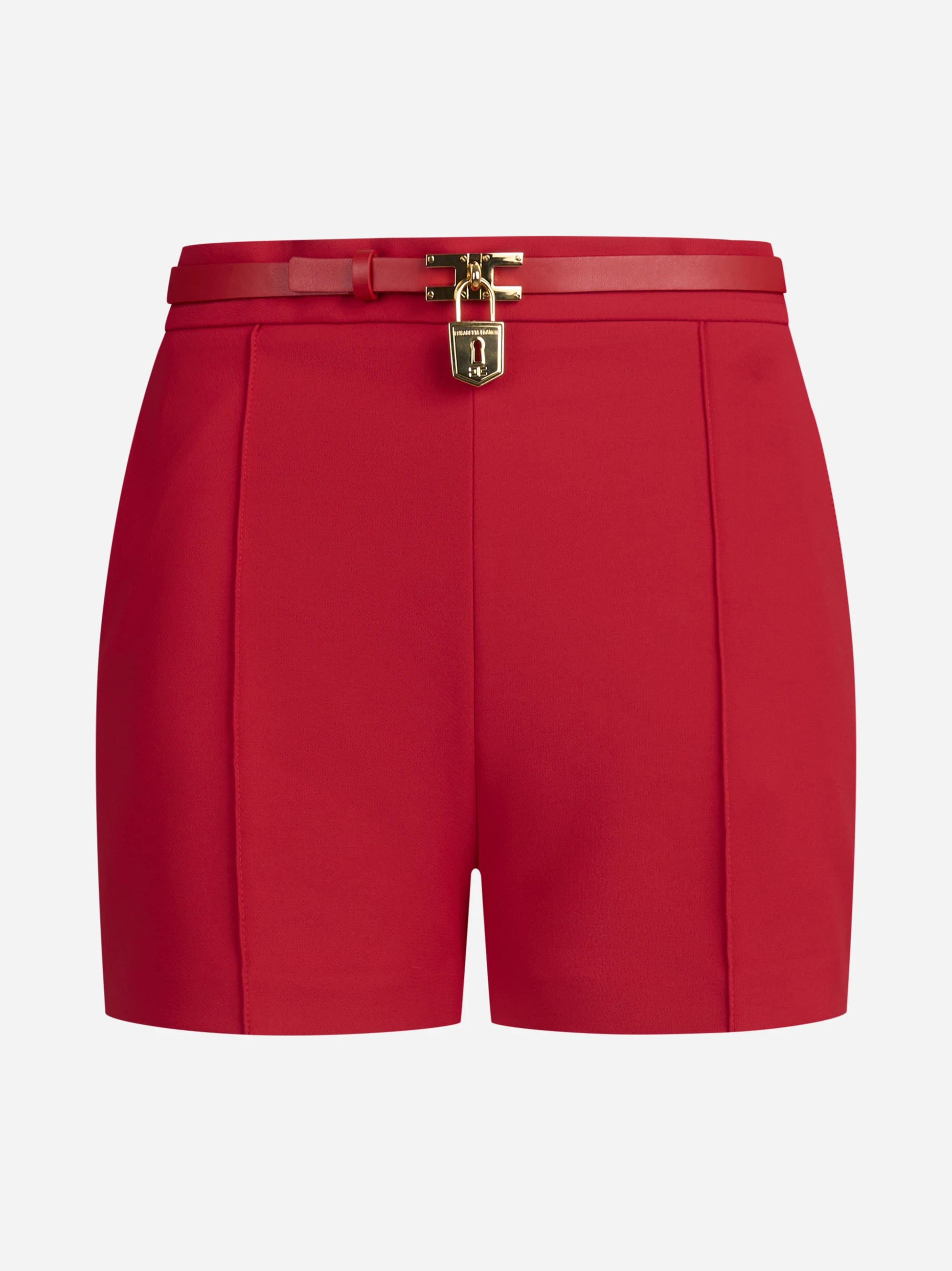 Shorts in crêpe leggero con cintura rossi - vista frontale