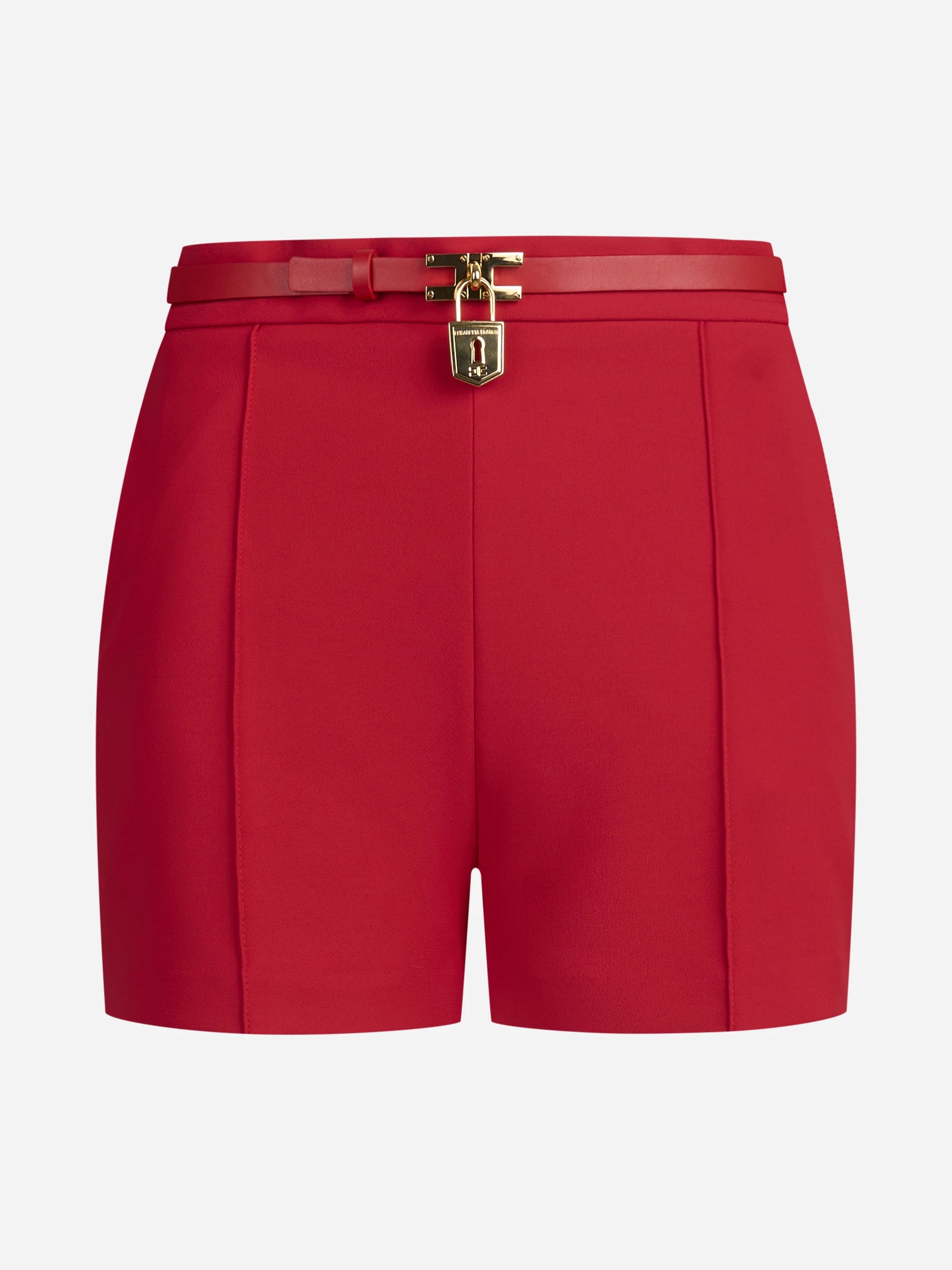 Shorts in crêpe leggero con cintura rossi - vista frontale