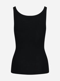 Canotta slim-fit in lana a costine nera - vista posteriore