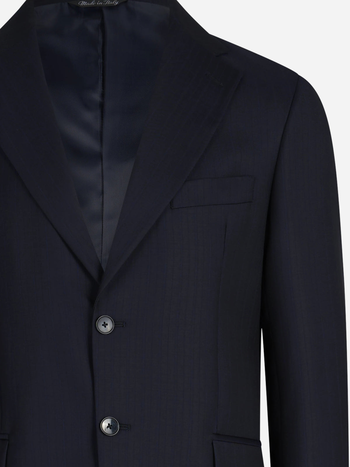 Abito Grecale in lana blu - dettaglio dei materiali