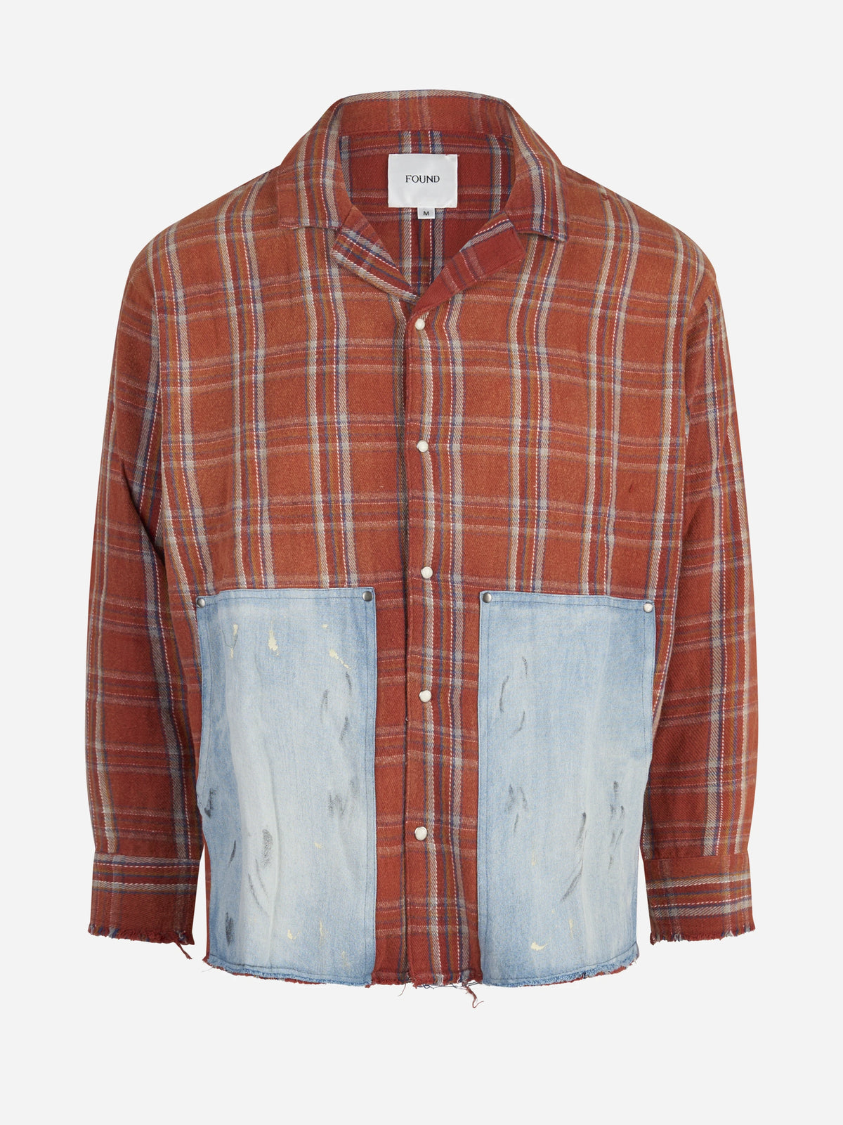 Camicia Plaid Denim a quadri arancione - vista frontale