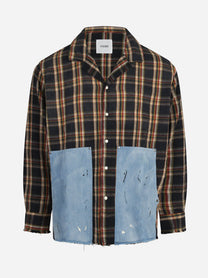 Camicia Plaid Denim a quadri nera - vista frontale