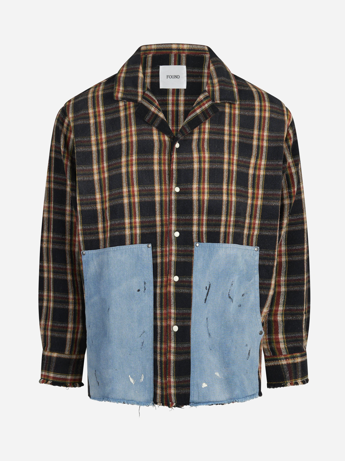 Camicia Plaid Denim a quadri nera - vista frontale
