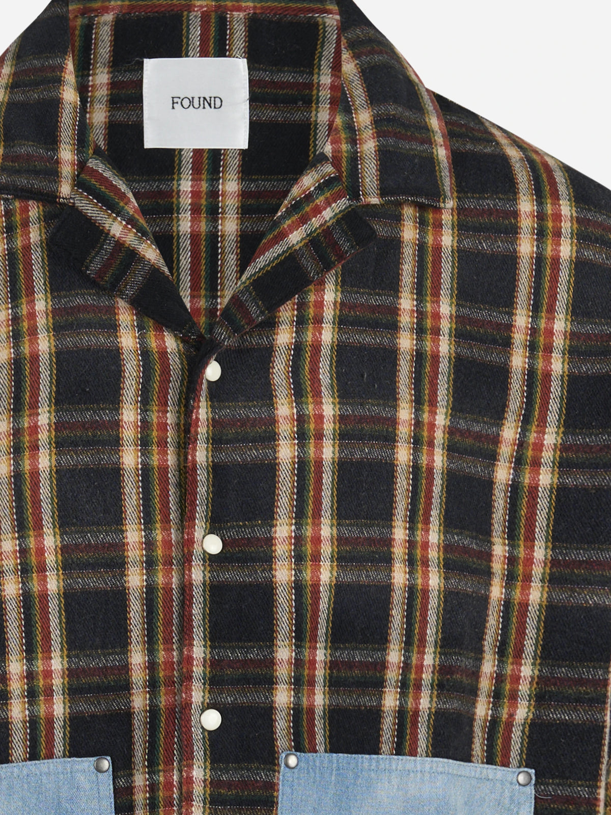 Camicia Plaid Denim a quadri nera - dettaglio del capo