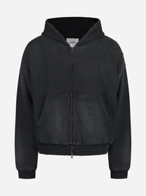 Felpa zip-up Distressed nera - vista frontale