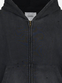 Felpa zip-up Distressed nera - dettaglio del capo