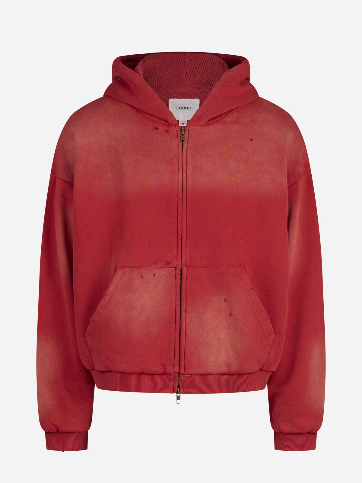 Felpa zip-up Distressed rossa - vista frontale