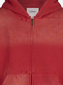 Felpa zip-up Distressed rossa - dettaglio del capo