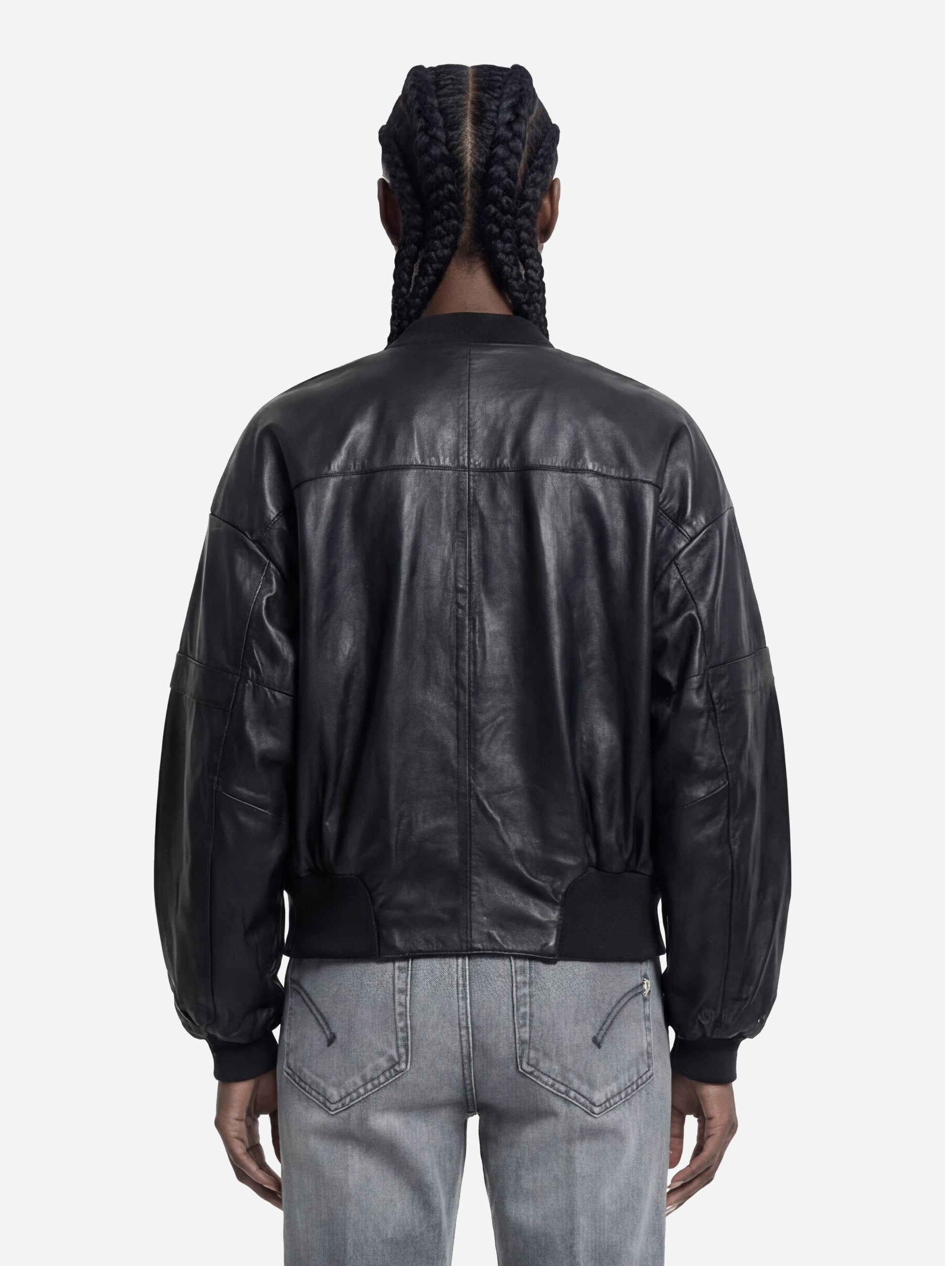 Bomber in pelle oversize nero