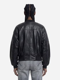 Bomber in pelle oversize nero