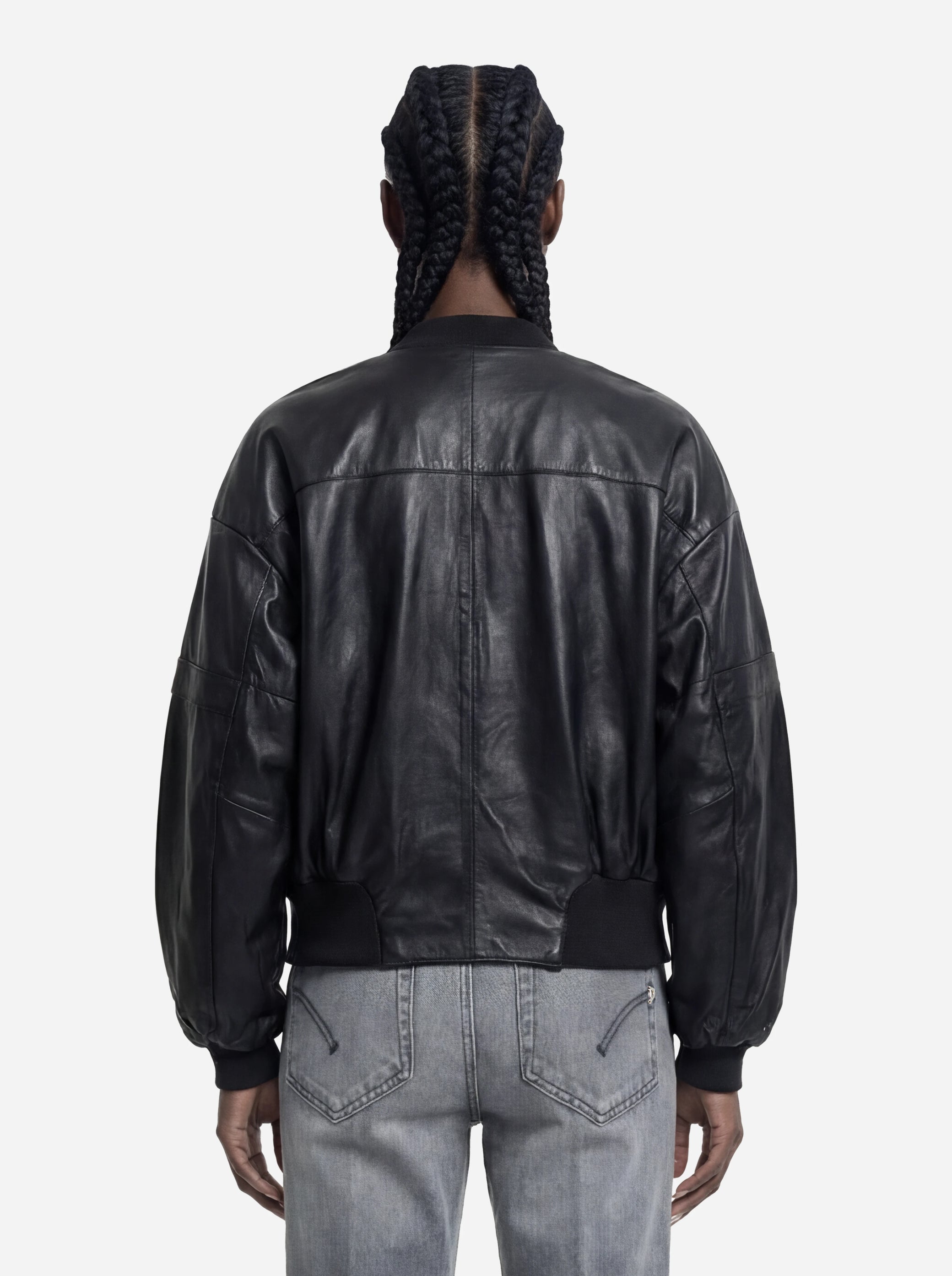 Bomber in pelle oversize nero