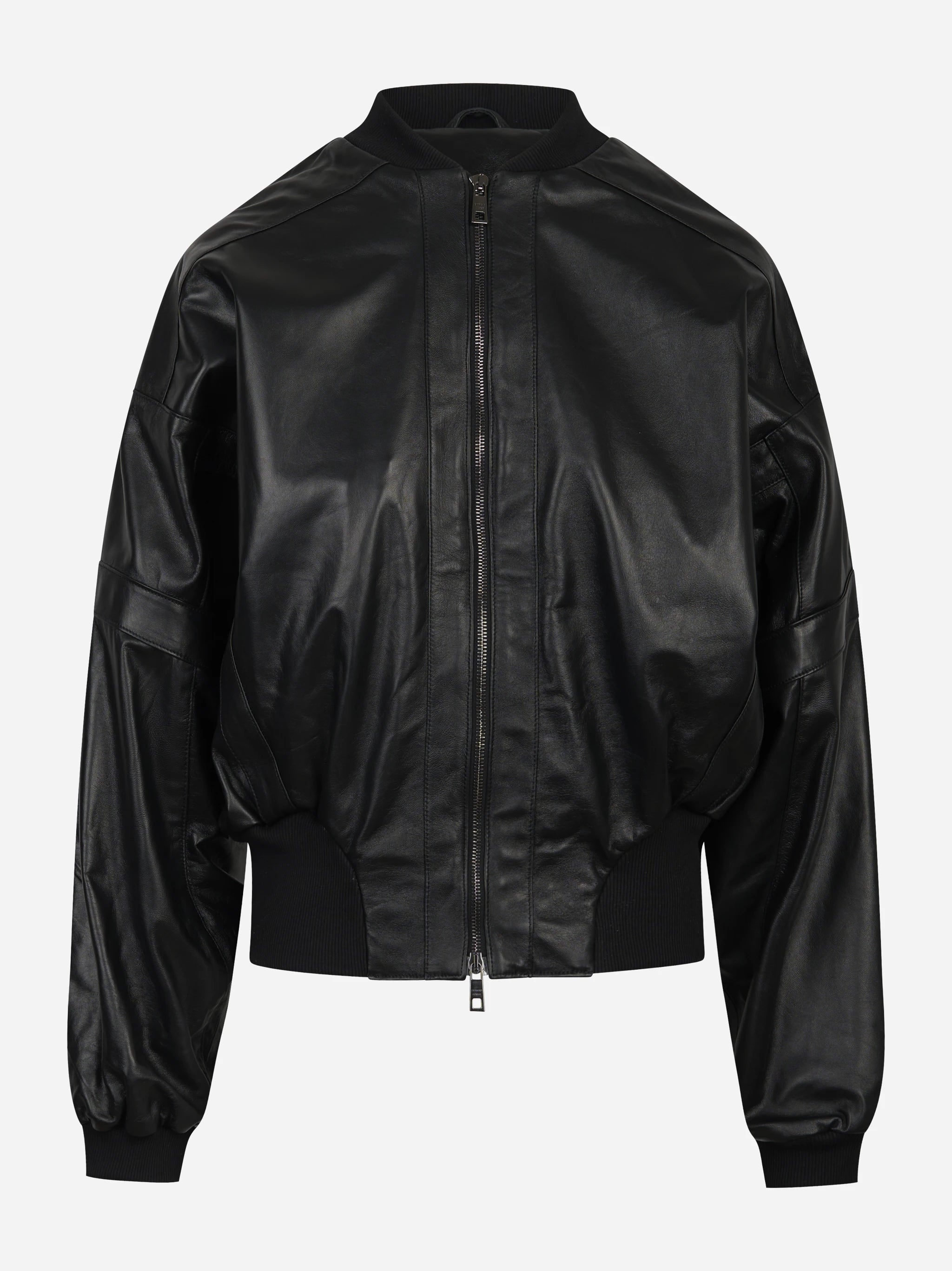 Bomber in pelle oversize nero