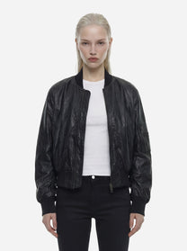 Bomber in pelle nero