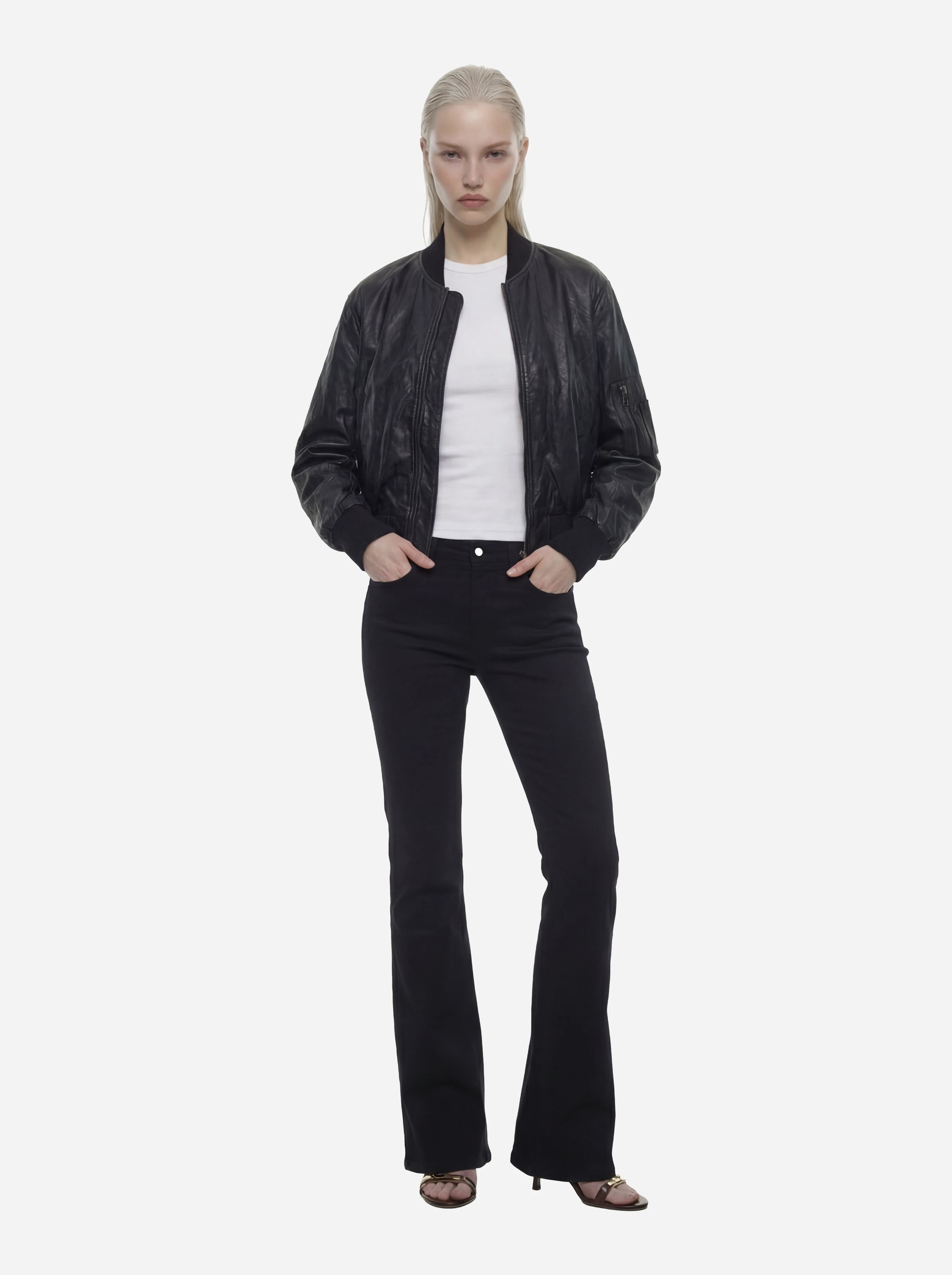 Bomber in pelle nero