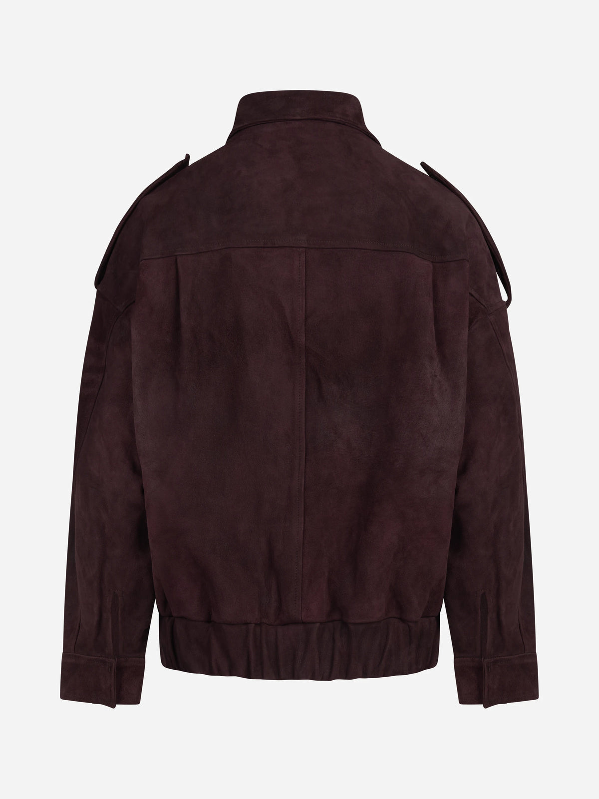 Giubbotto aviator in pelle scamosciata bordeaux - dettaglio del prodotto