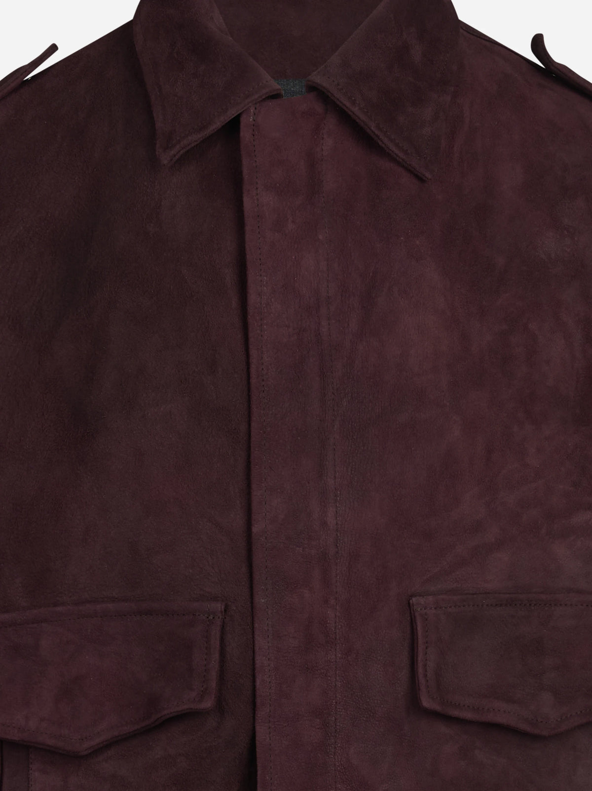 Giubbotto aviator in pelle scamosciata bordeaux - vista posteriore