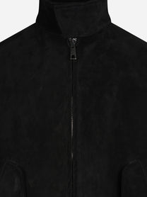 Giacca oversize in pelle scamosciata nera - dettaglio del prodotto
