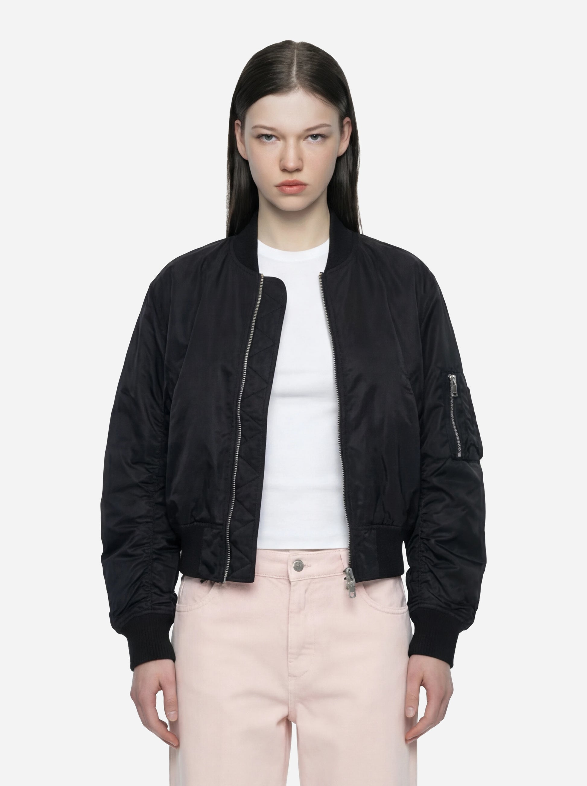 Bomber in nylon nero