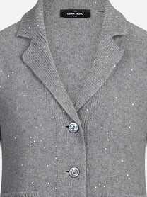 Giacca in maglia con filato luminoso grigio - dettaglio del prodotto
