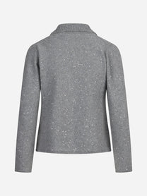 Giacca in maglia con filato luminoso grigio - vista posteriore