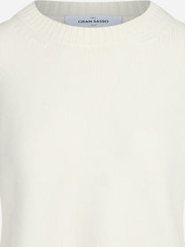 Maglia girocollo in lana e cashmere bianco - dettaglio del prodotto