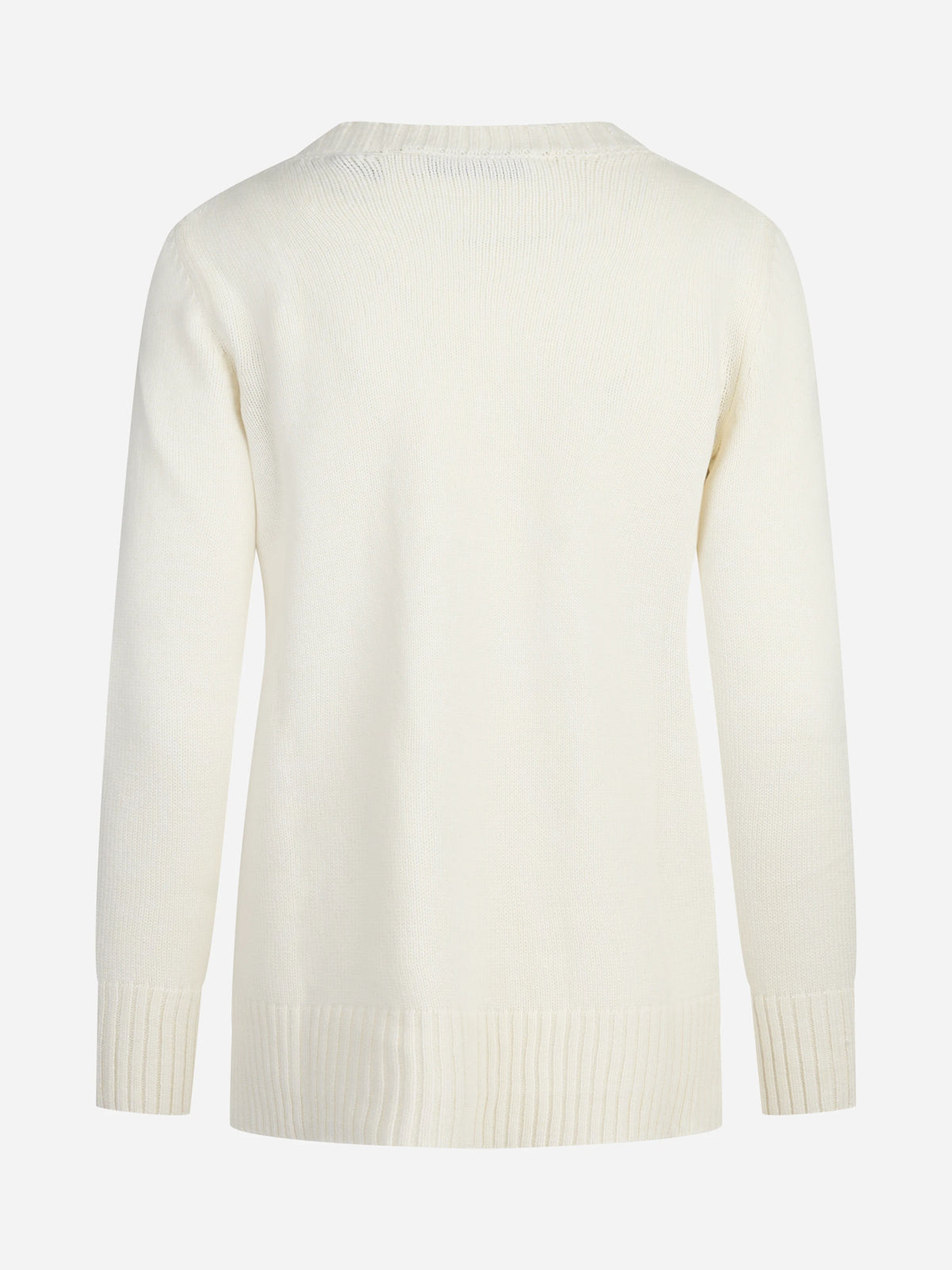 Maglia girocollo in lana e cashmere bianco - vista posteriore
