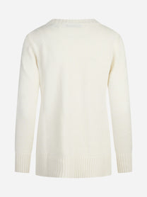 Maglia girocollo in lana e cashmere bianco - vista posteriore