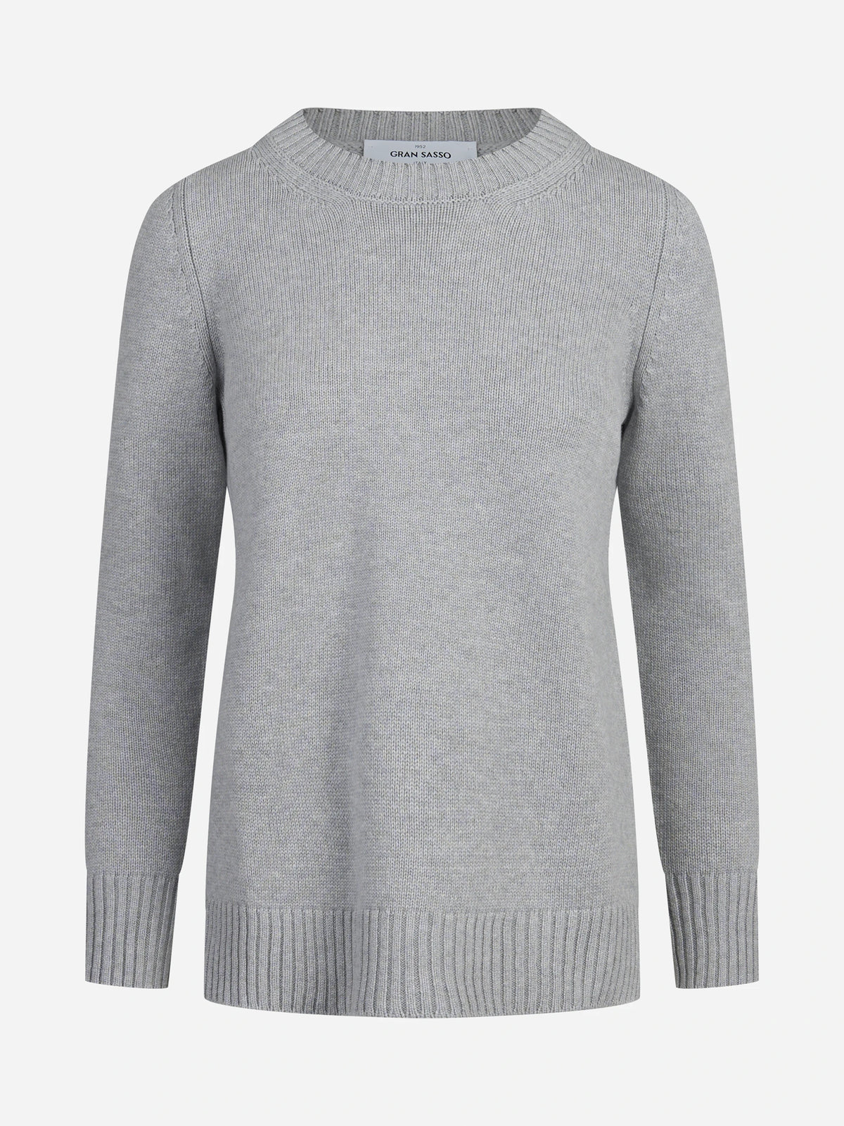 Maglia girocollo in lana e cashmere grigio - vista frontale