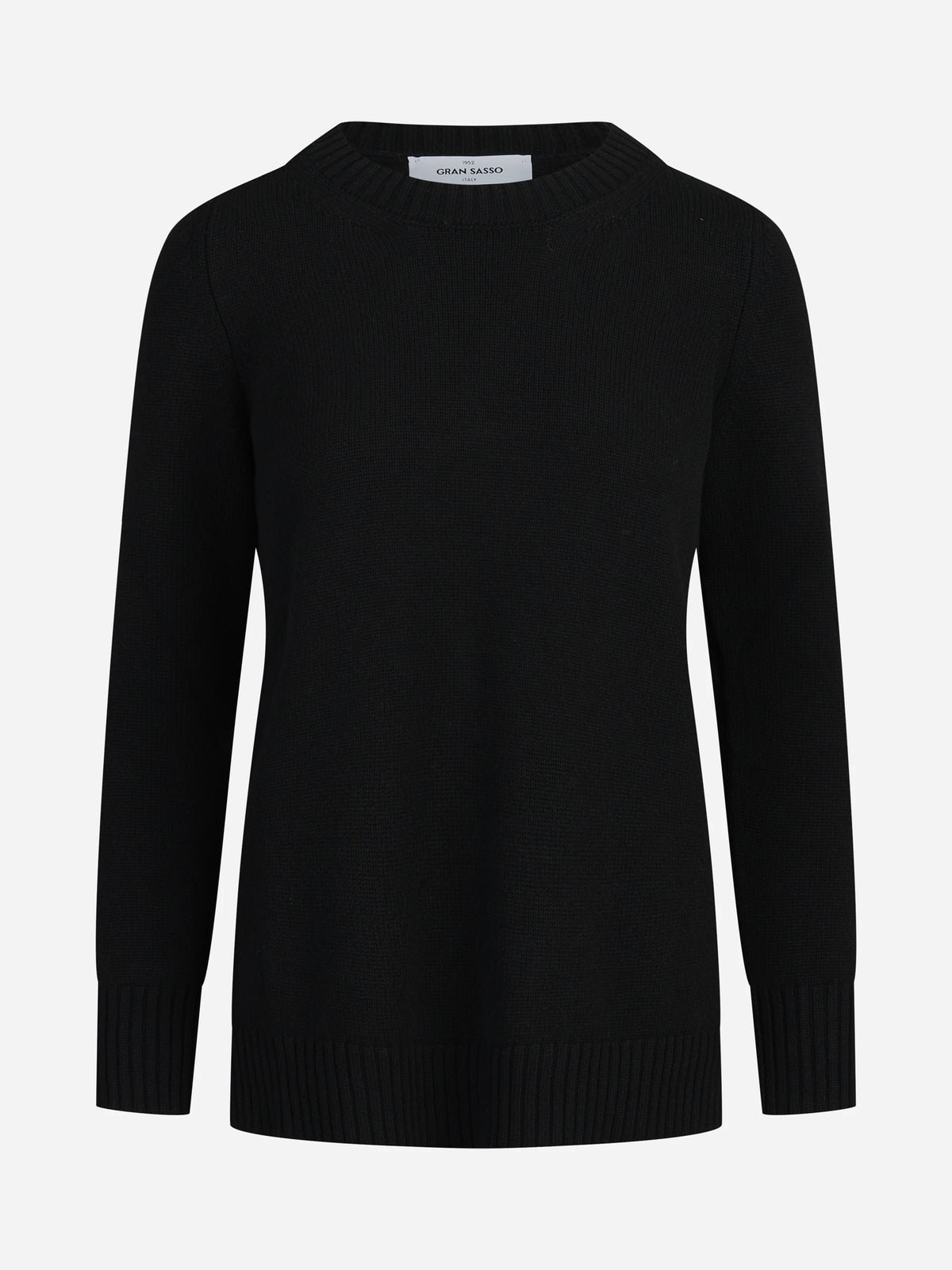 Maglia girocollo in lana e cashmere nero - vista frontale