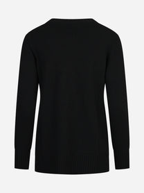 Maglia girocollo in lana e cashmere nero - vista posteriore